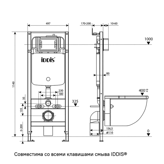 Инсталляция Iddis OPH0000i32K с кнопкой